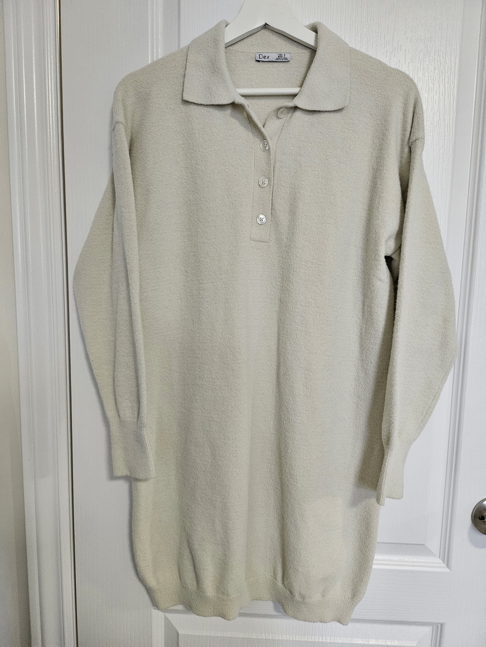 Dex Cream Long-Sleeve Polo Sweater Dress